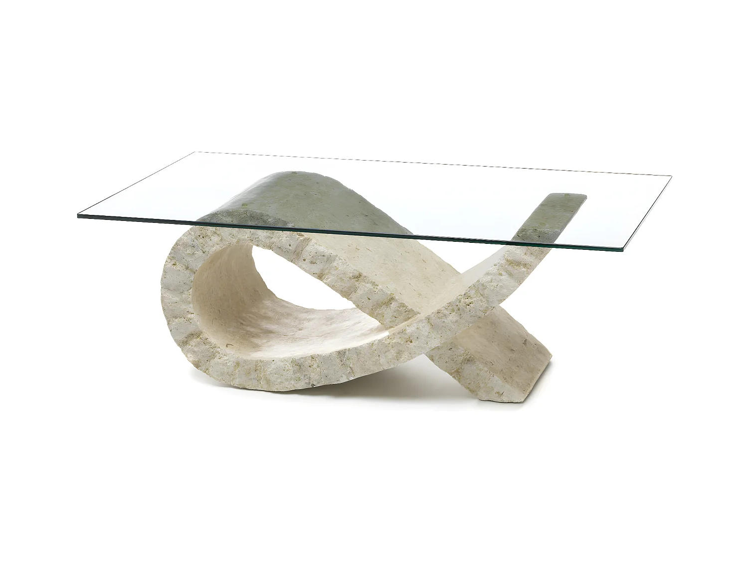 FIOCCO Table basse (120 x 70 Transparent) en verre trempé blanc