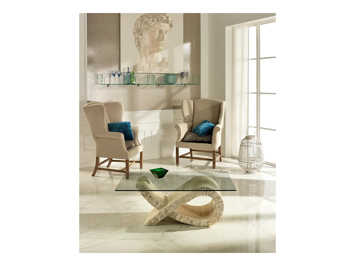 FIOCCO - Salontafel (120 x 70 - Transparant) in wit gehard glas