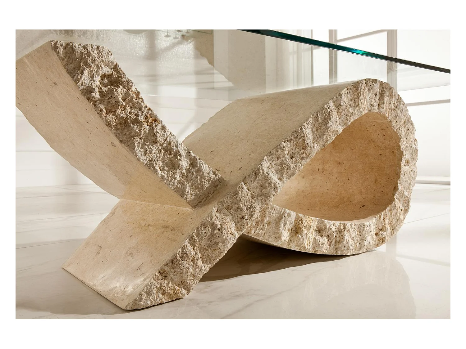 FIOCCO - Salontafel (120 x 70 - Transparant) in wit gehard glas