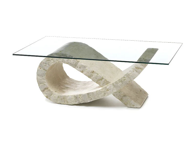 FIOCCO Table basse (120 x 70 Transparent) en verre trempé blanc