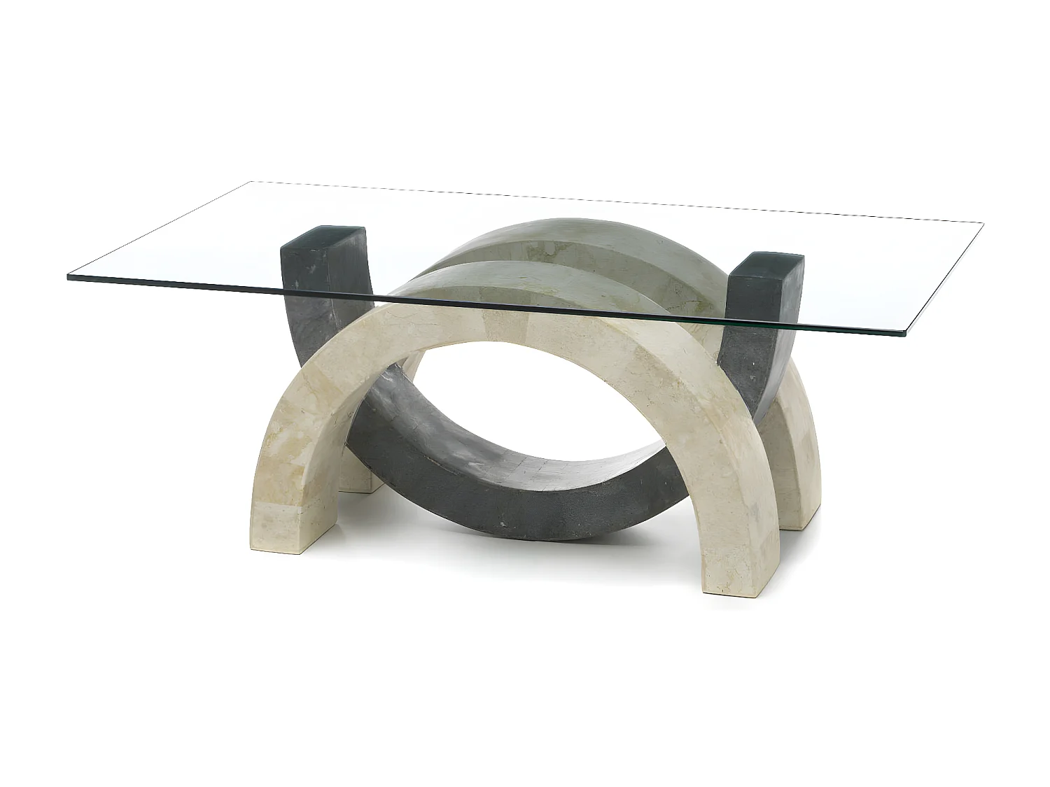 Olimpia – Couchtisch (120 x 70 – transparent) aus grauem gehärtetem Glas