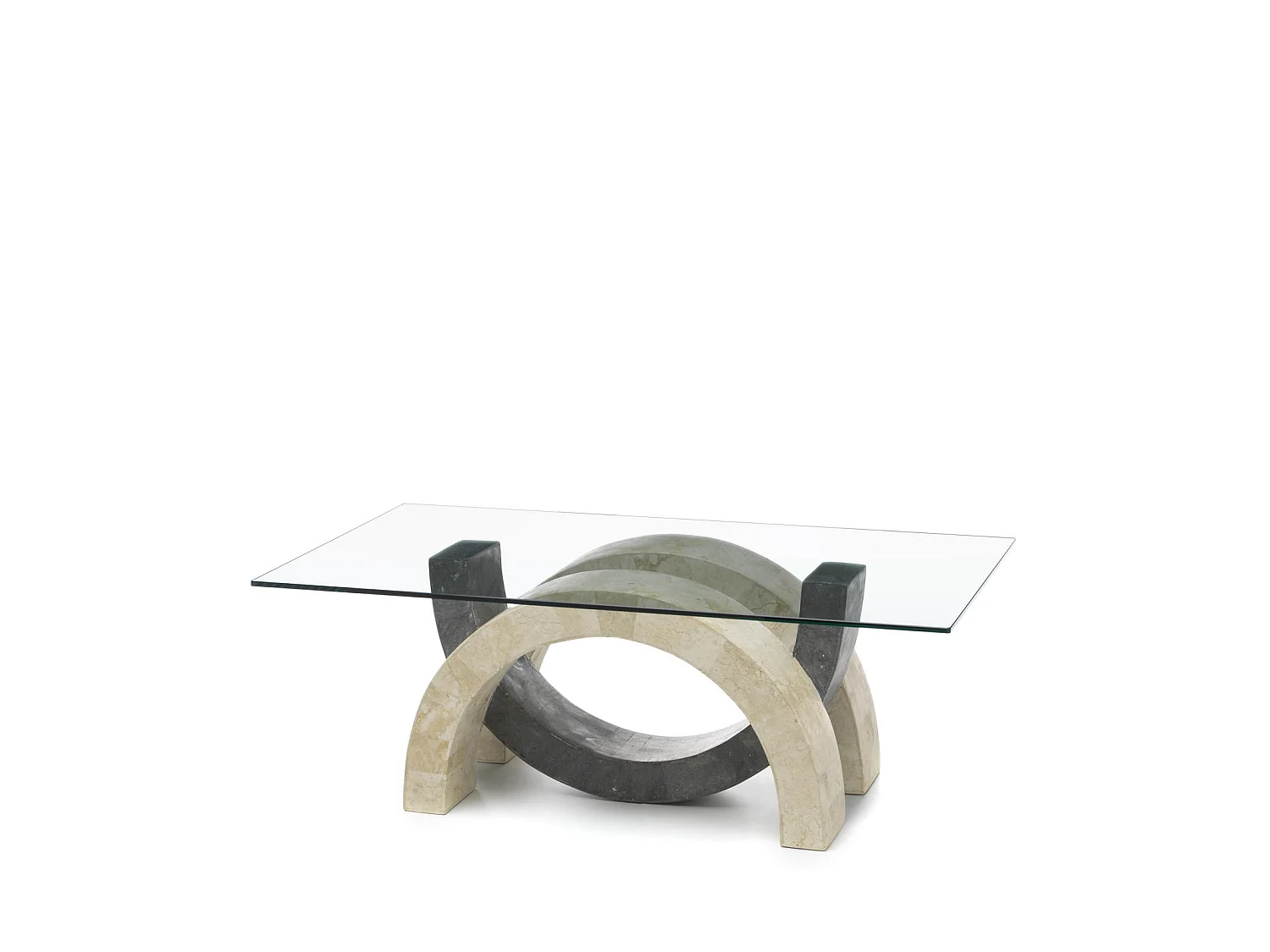 Olimpia Table basse (120 x 70 Transparent) en verre trempé gris
