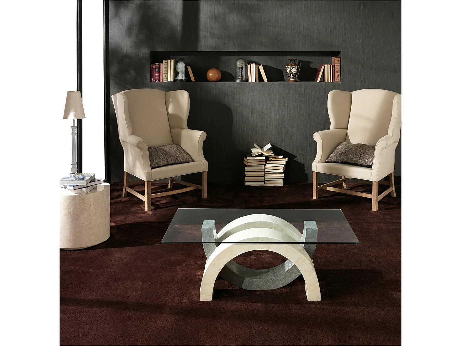 Olimpia Table basse (120 x 70 Transparent) en verre trempé gris