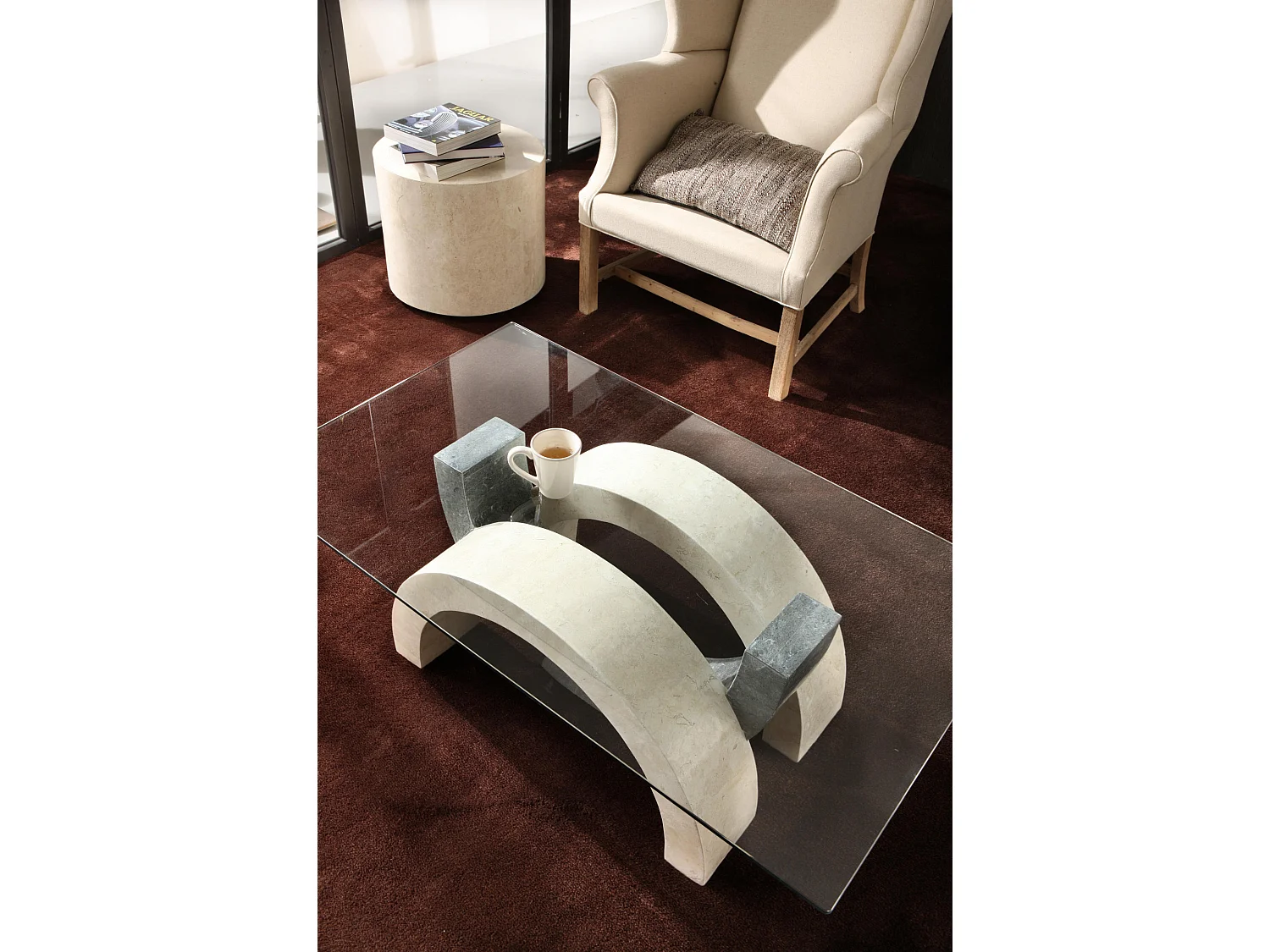Olimpia Table basse (120 x 70 Transparent) en verre trempé gris
