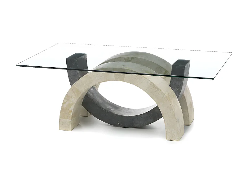 Olimpia – Couchtisch (120 x 70 – transparent) aus grauem gehärtetem Glas