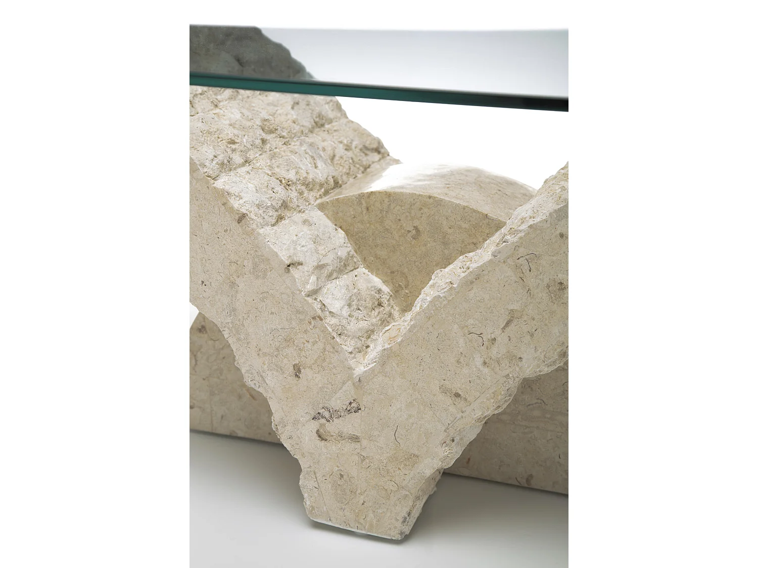 Papillon - Couchtisch (120 x 70 - Transparent) aus beigem Hartglas