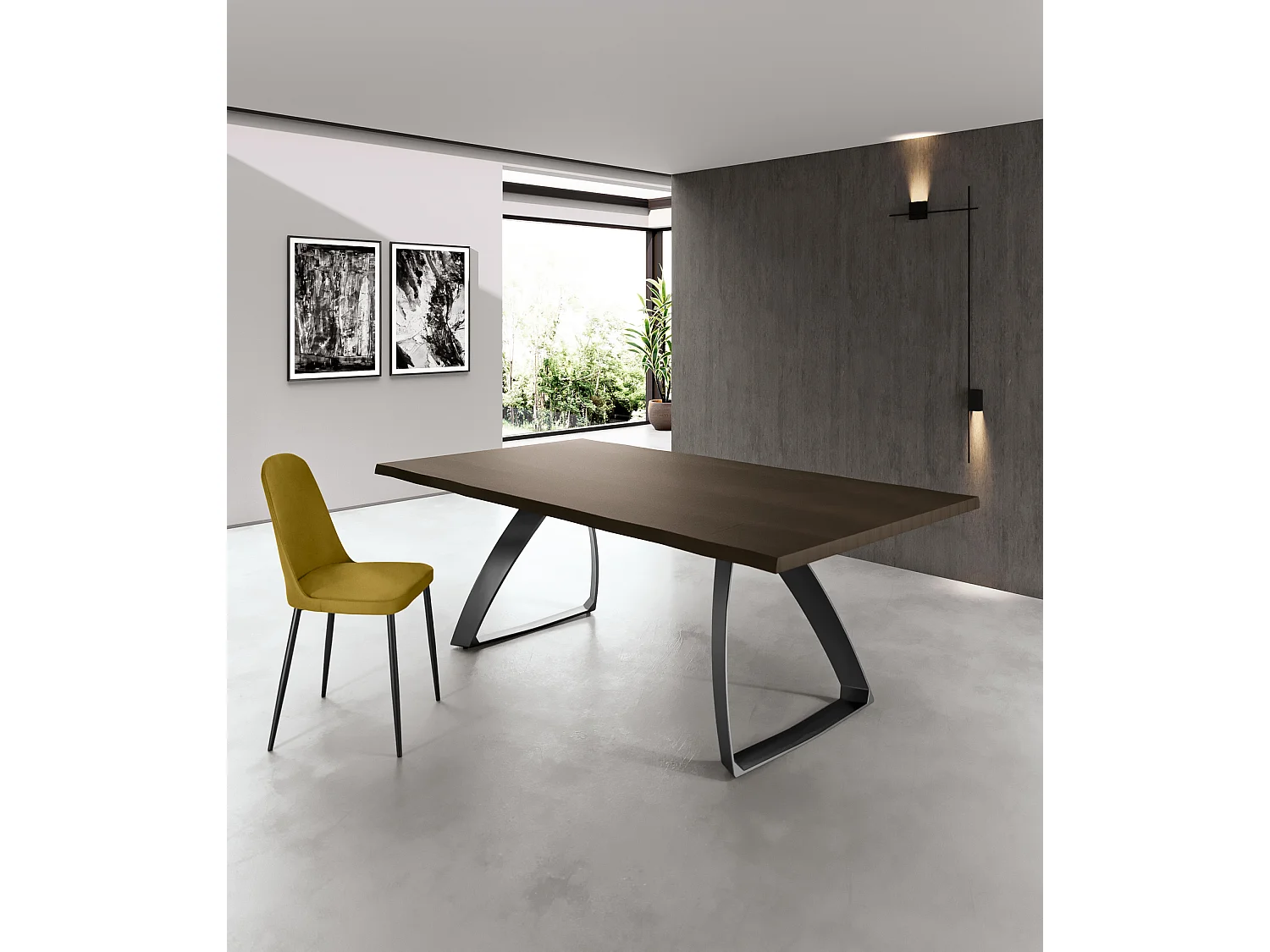 Bridge Table fixe (160 x 90 cm) en placage chêne noir