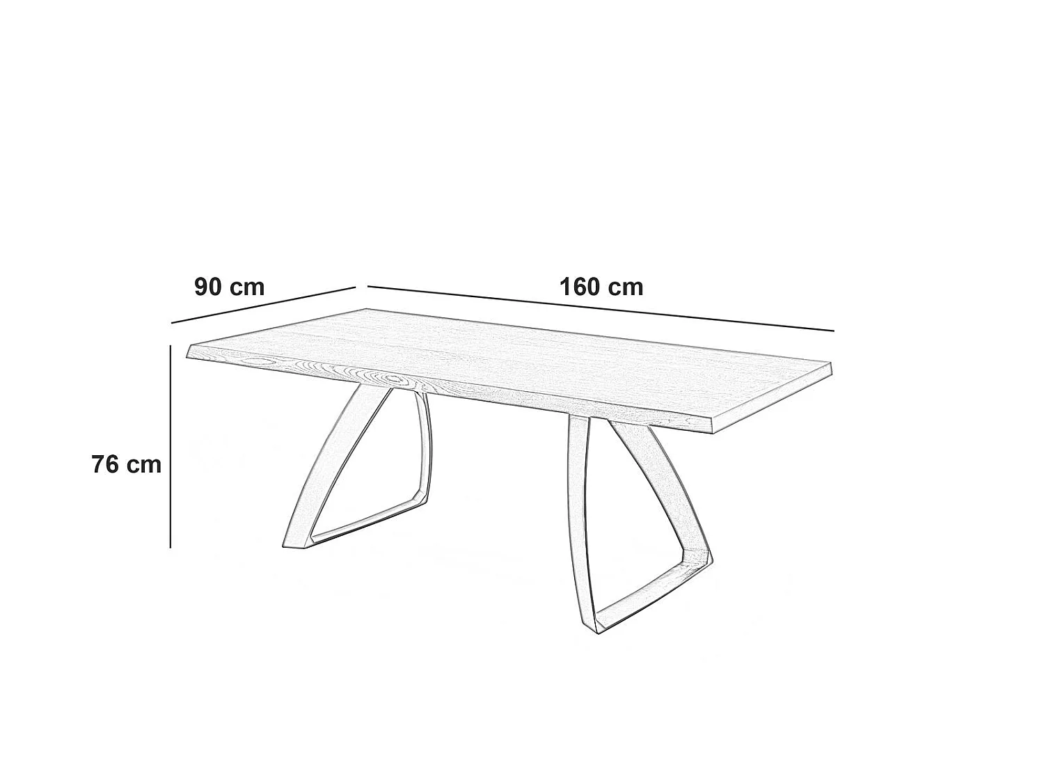 Bridge - Fast bord (160 x 90 cm) i sort egetræsfiner