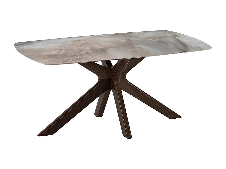 Gemini Table fixe (180x90x76 cm) en céramique noyer