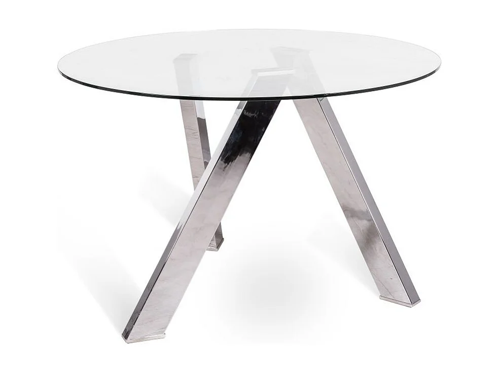 Ronde tafel chroomstaal en transparant glas Droog 120 cm
