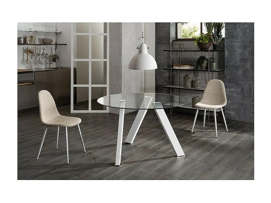 Ronde tafel chroomstaal en transparant glas Droog 120 cm
