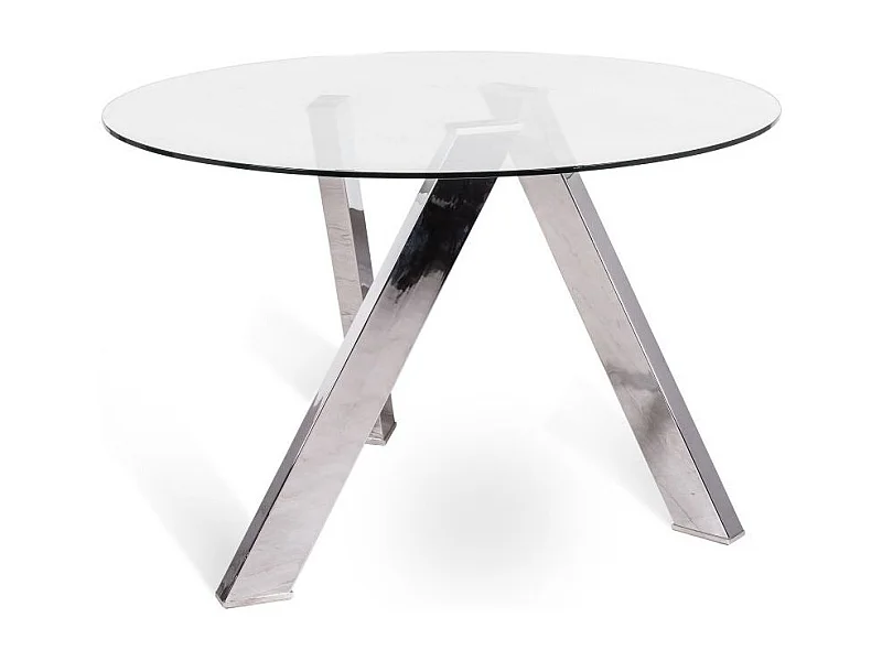 Ronde tafel chroomstaal en transparant glas Droog 120 cm