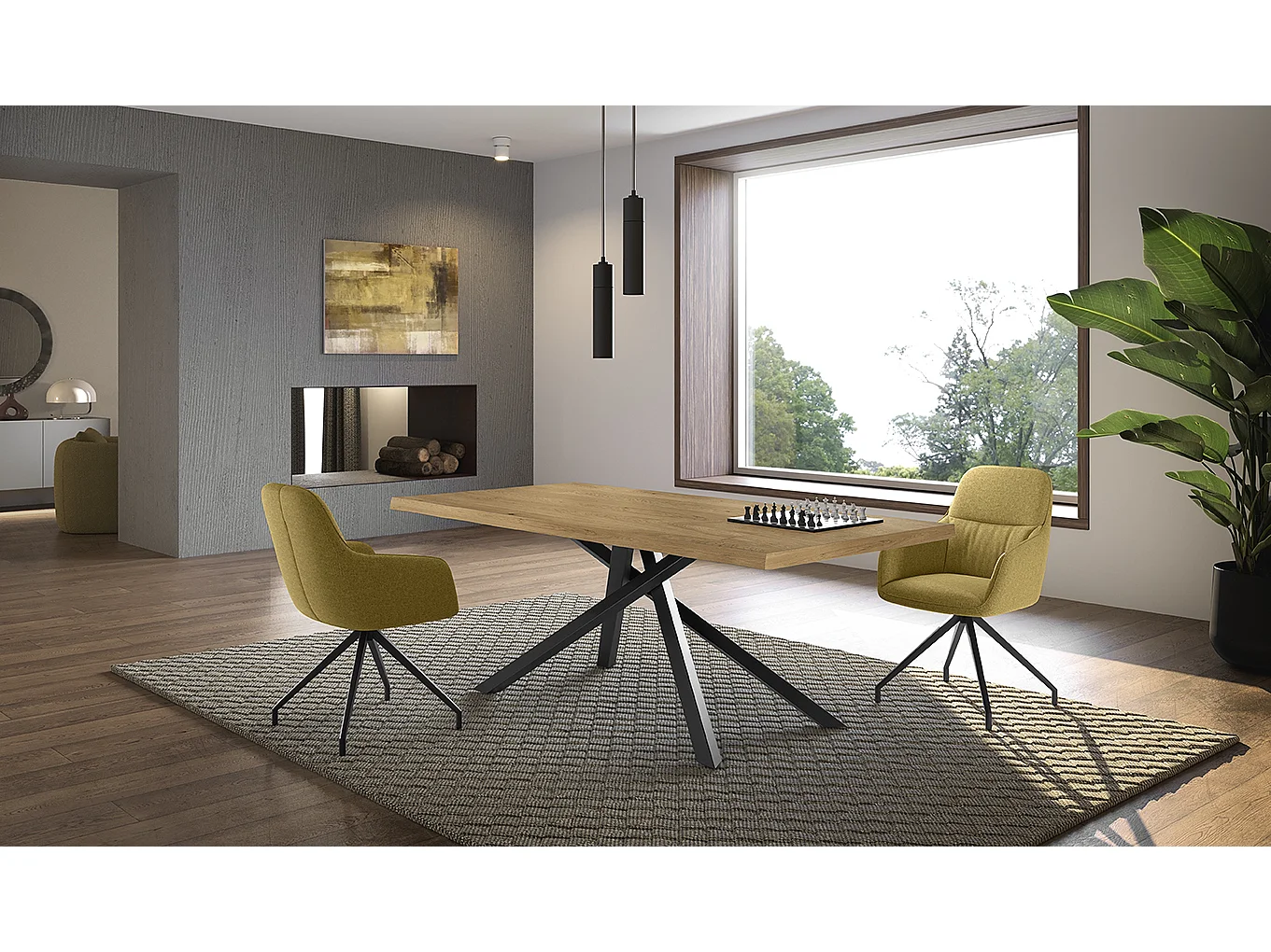 Spike - Fester Tisch (160 x 76 H cm) aus schwarzem Eichenfurnier