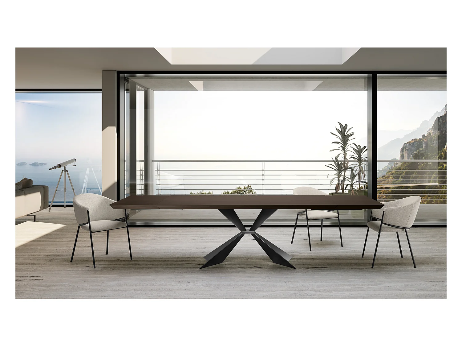 Stark Table fixe (200 x 100 cm) en placage noir