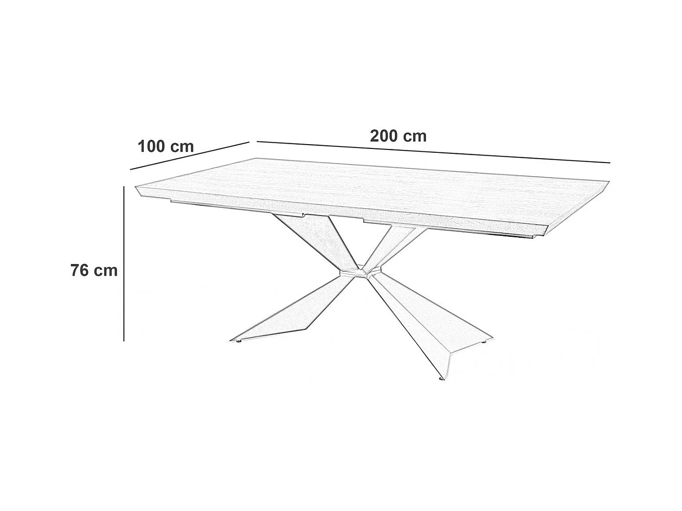 Stark Table fixe (200 x 100 cm) en placage noir