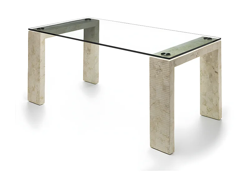 Millerighe Table fixe (200 x 90 Transparent) en verre trempé beige