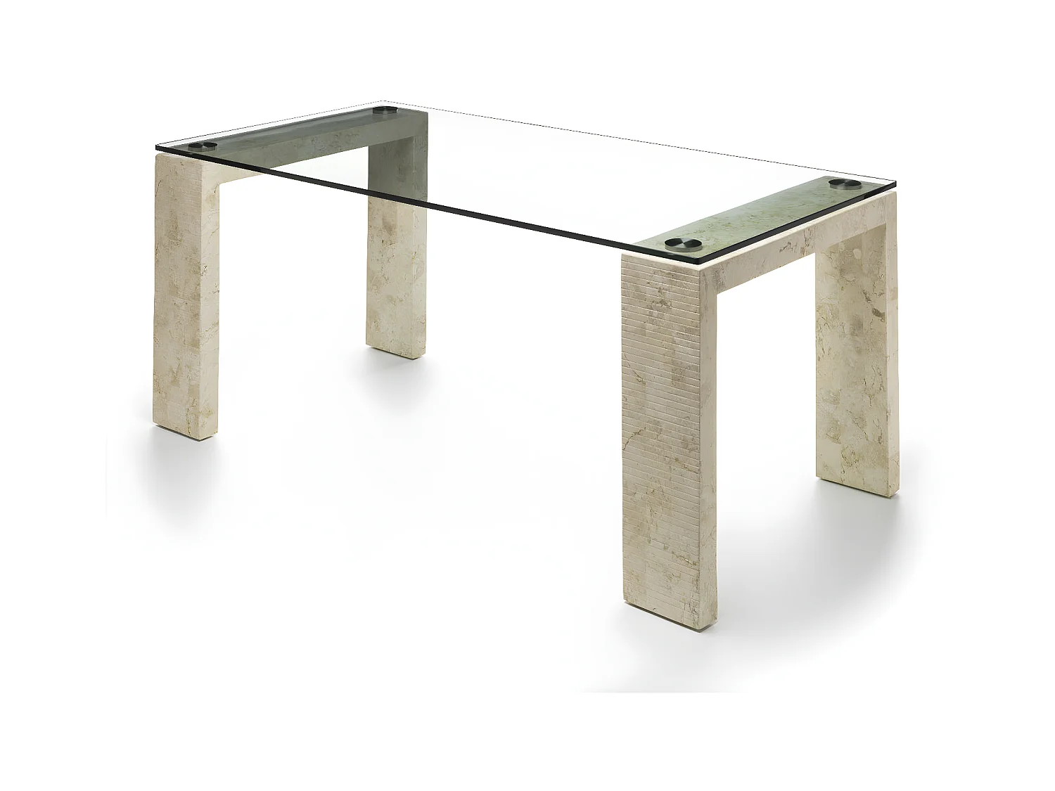 Millerighe – Fester Tisch (200 x 90 – transparent) aus beigem gehärtetem Glas