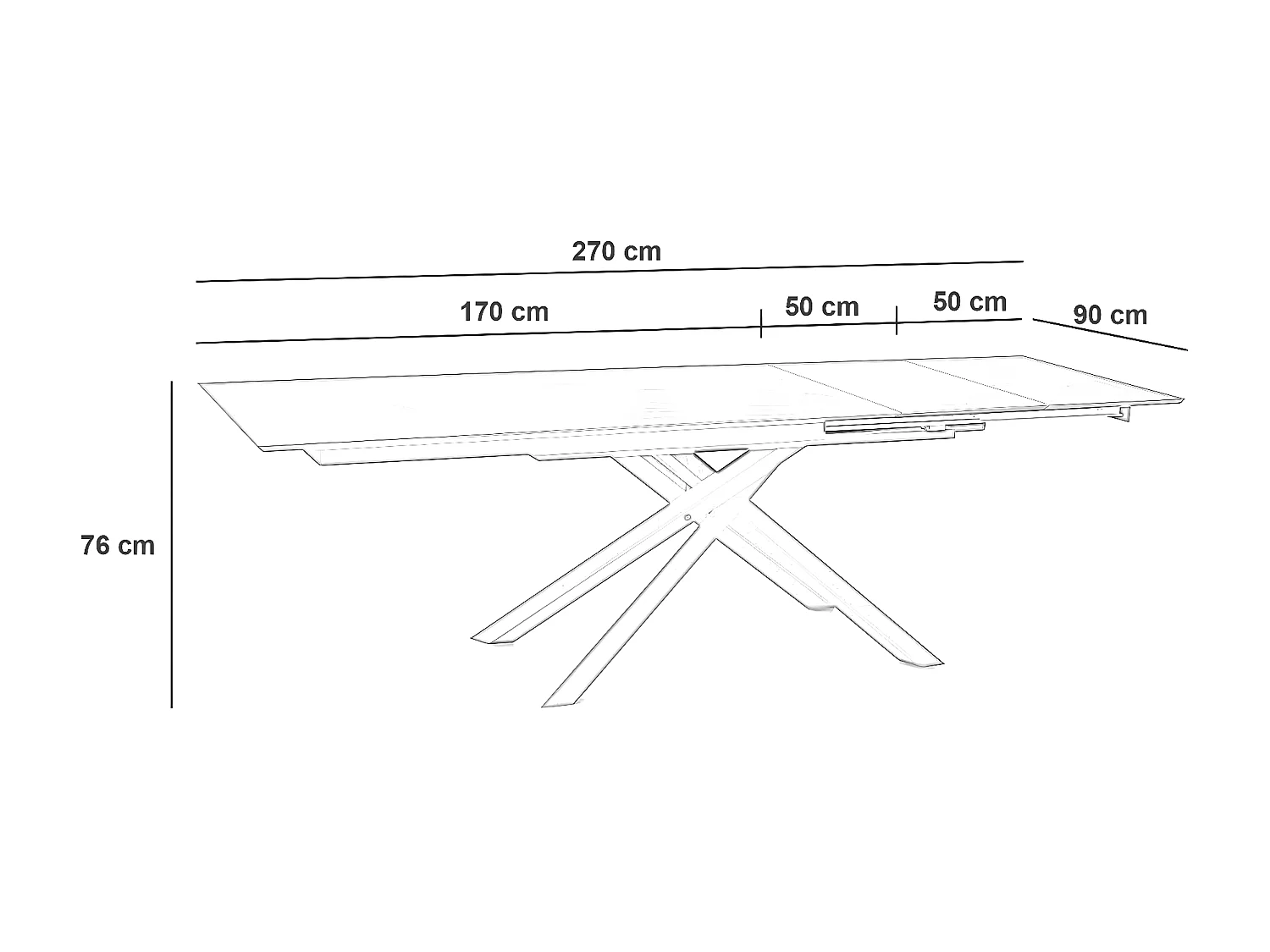 Xavier Table Extensible (170/270 x 90 cm) en HPL Blanc