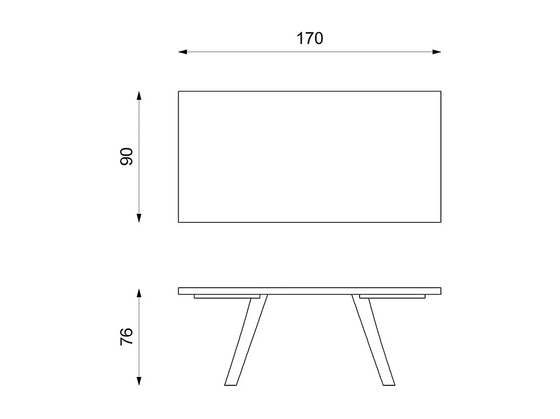 Barret - Ausziehbarer Tisch (170/270 x 90 cm) aus HPL auf schwarzem MDF