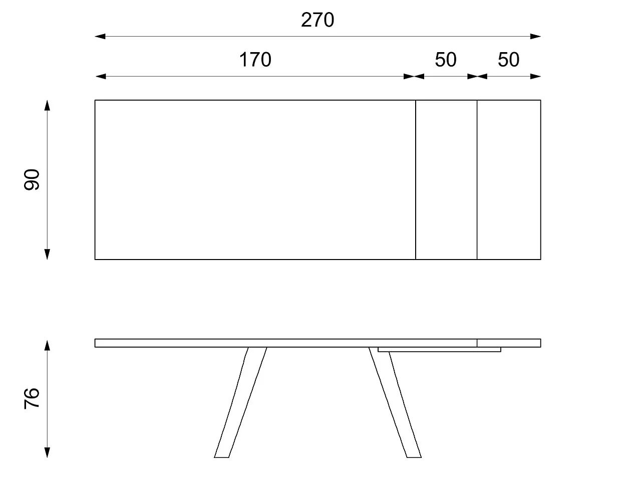 Barret Table Extensible (170/270 x 90 cm) en HPL sur MDF Noir