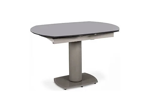 Ausziehbarer Kyoto-Tisch aus grauem gehärtetem Glas bis zu 180 cm