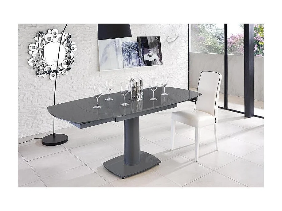 Tavolo Kyoto Allungabile in Vetro Temperato Grigio fino a 180cm