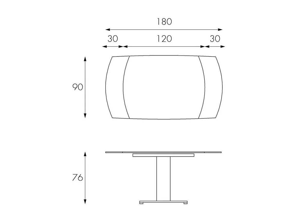 Table extensible Kyoto en verre trempé gris jusqu'à 180 cm