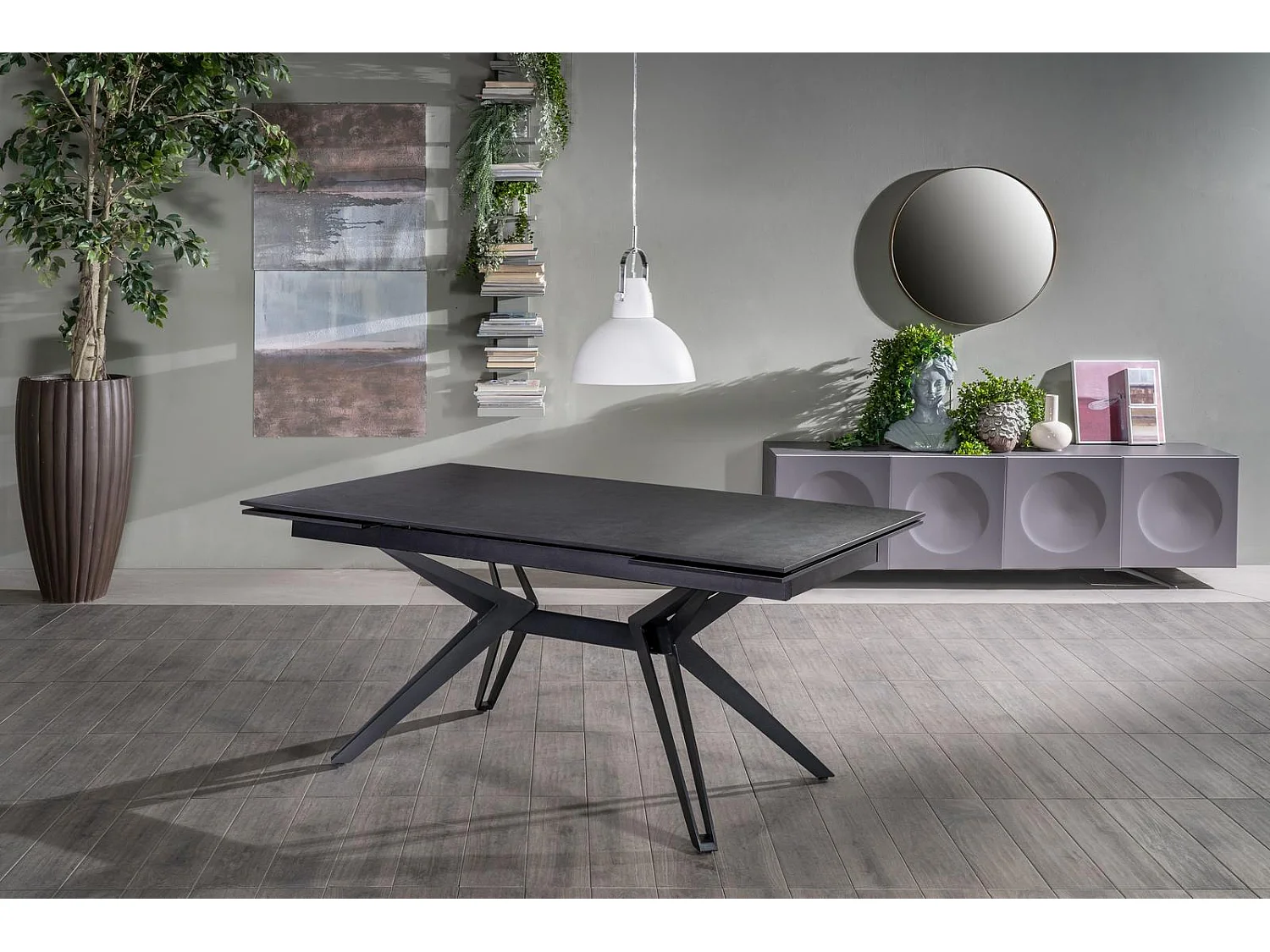 Match 3 - Mesa extensível (160/240 x 90 x 76 cm) em Cerâmica Preta