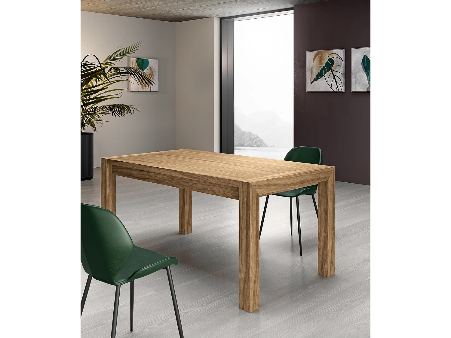 Nevada - Mesa extensible (160/240 x 90 cm) en chapa de roble marrón