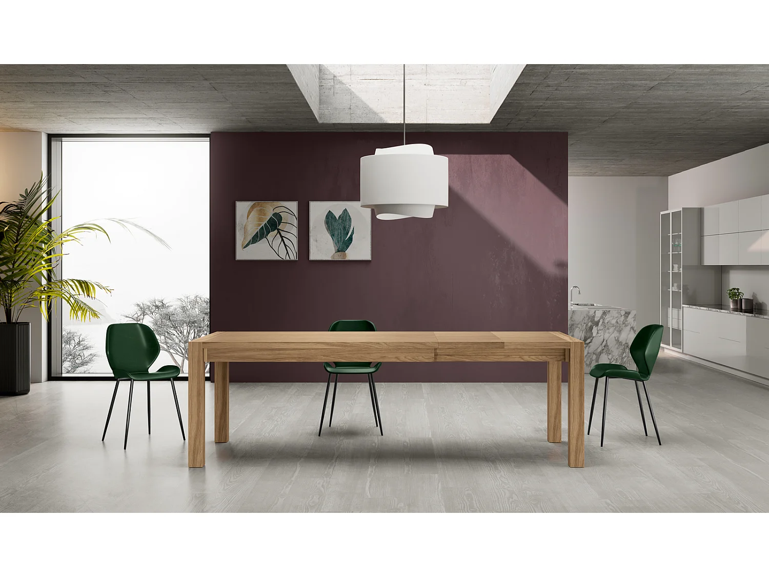 Nevada - Mesa extensible (160/240 x 90 cm) en chapa de roble marrón