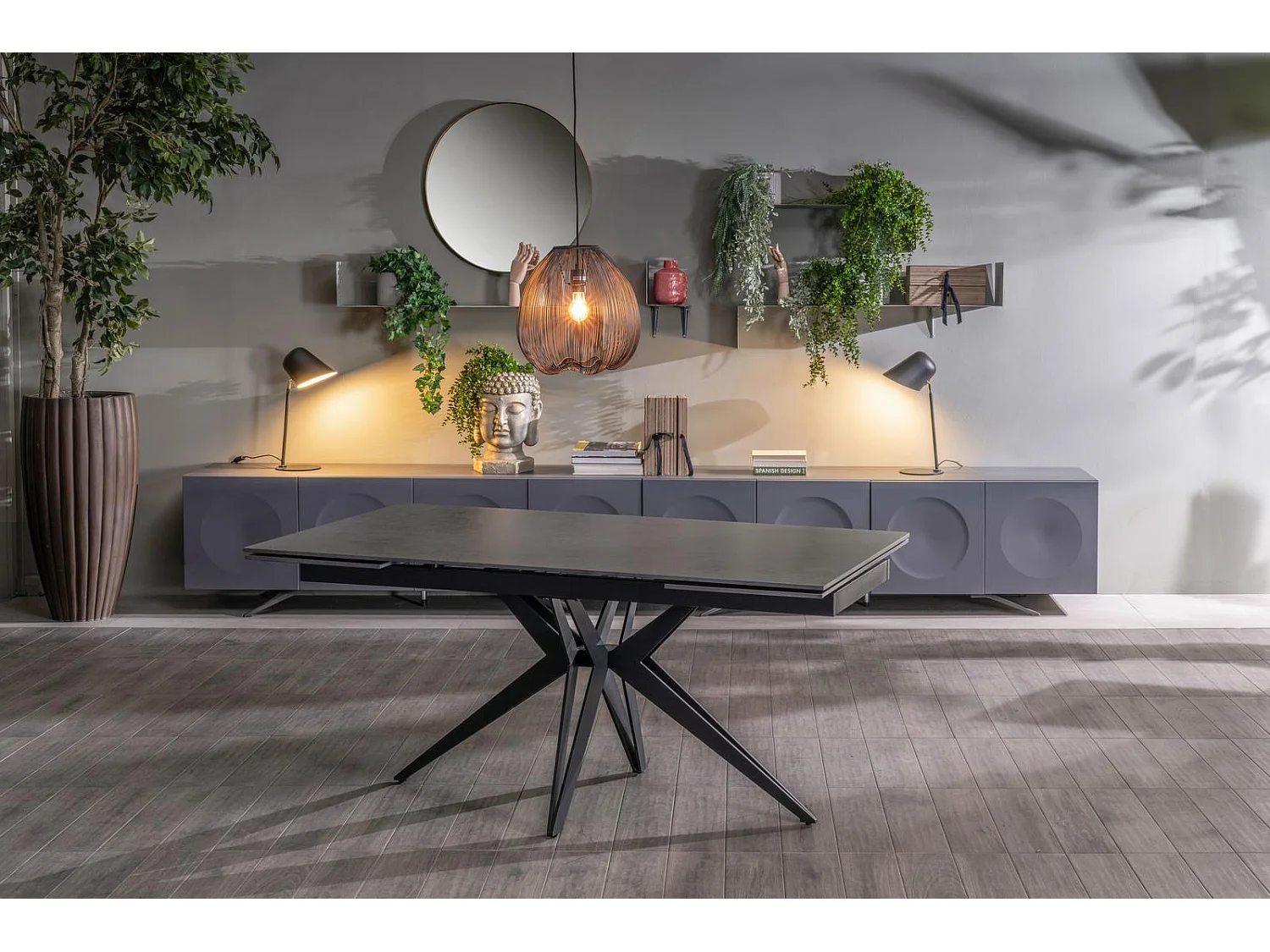 Match 2 Table extensible (160/240 x 90 cm) en Céramique Noire