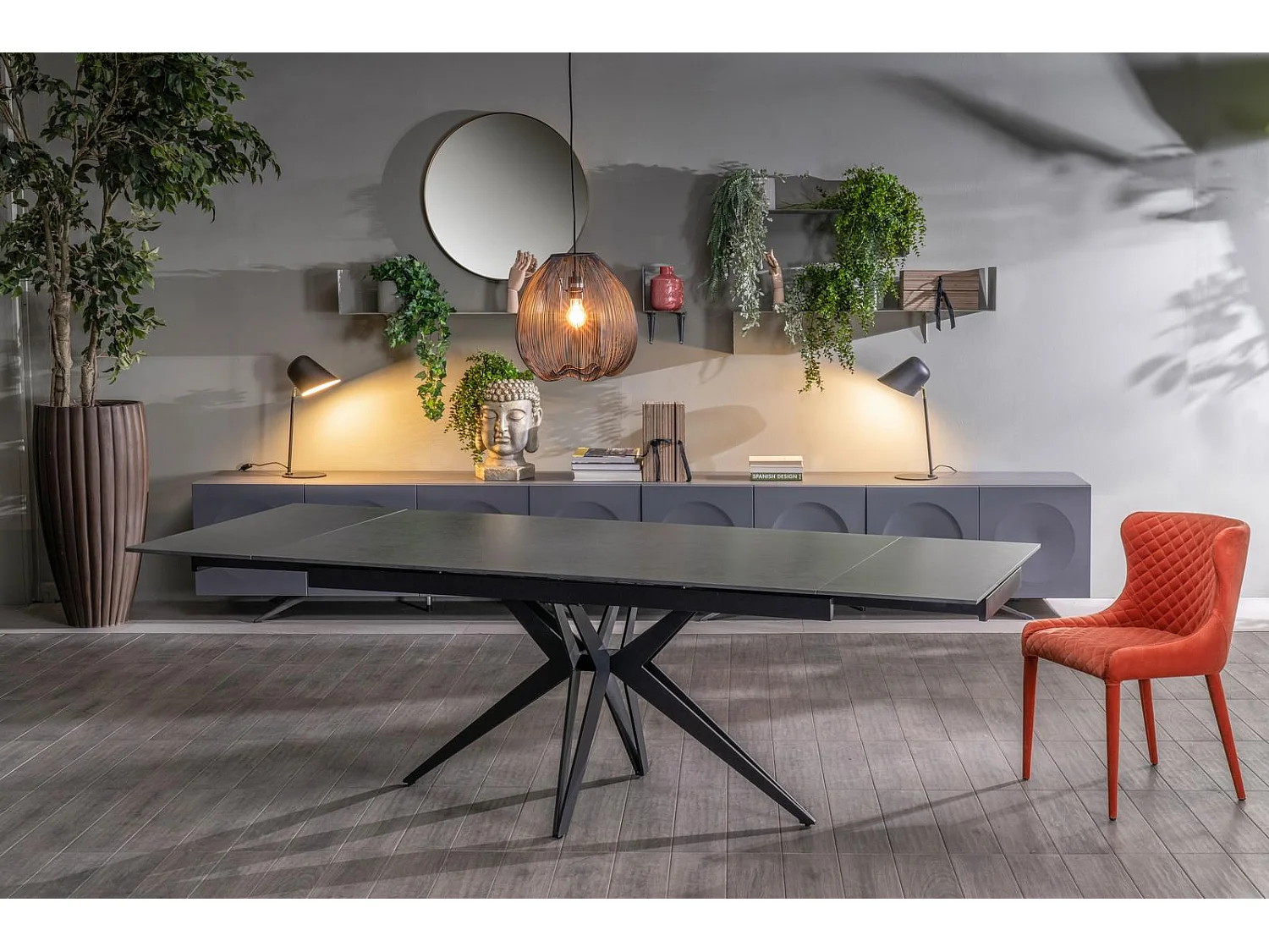 Match 2 Table extensible (160/240 x 90 cm) en Céramique Noire