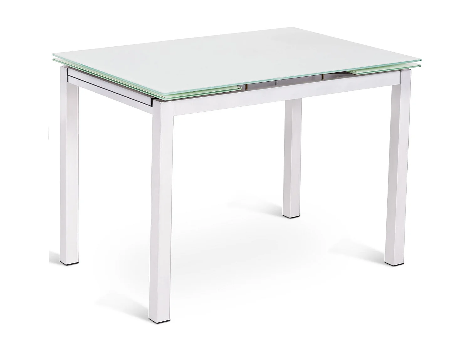 Baud - Uitschuifbare tafel (110/170 x 75 cm) in wit gehard glas