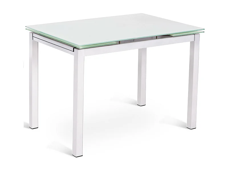 Baud Table Extensible (110/170 x 75 cm) en Verre Trempé Blanc