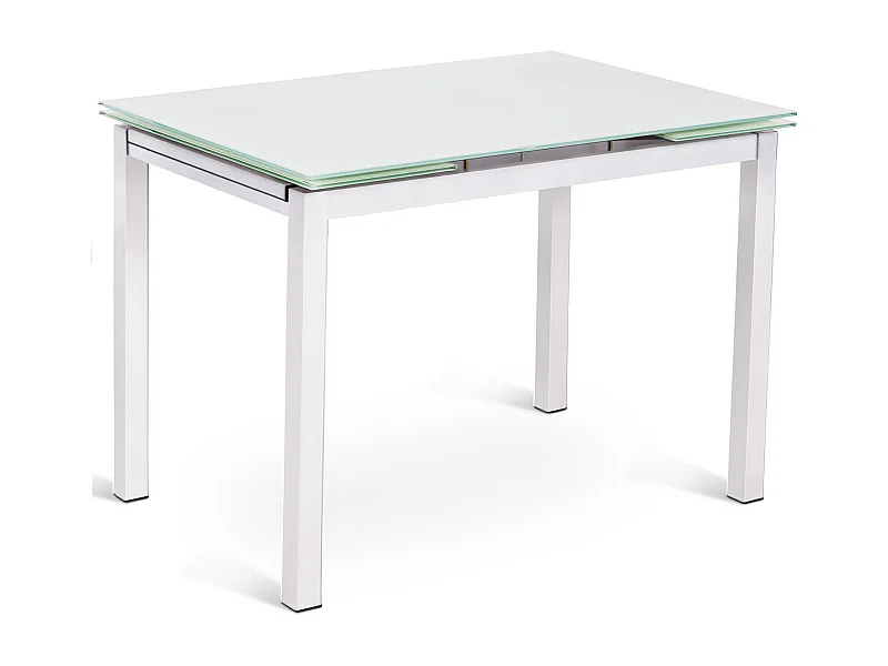 Baud Table Extensible (110/170x75 cm) en Verre Trempé Blanc