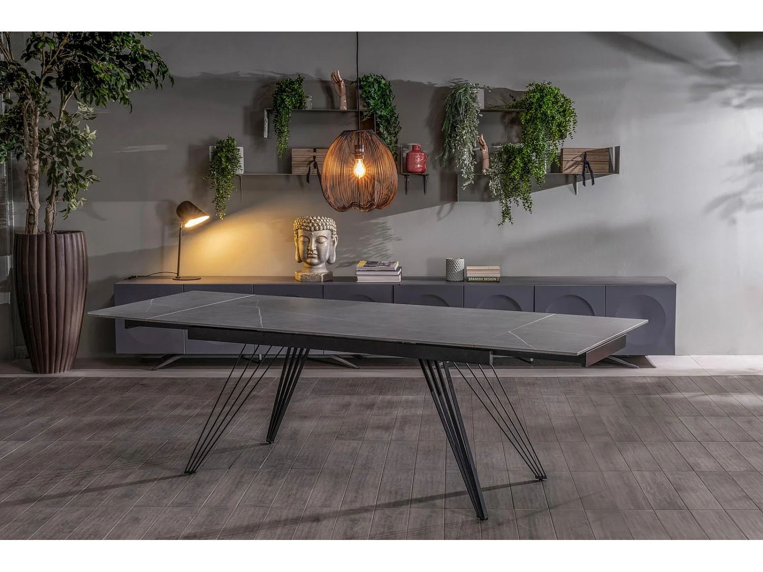 Match 1 - Udtræksbord (160/240 x 90 cm) i sort keramik