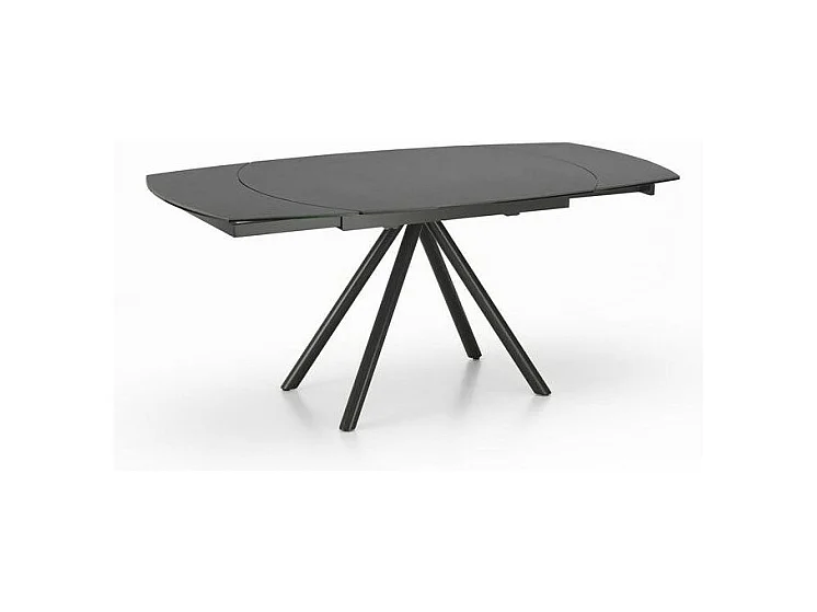 Kyoto Four ausziehbarer Tisch aus gehärtetem Glas in Graphitgrau, bis zu 180 cm