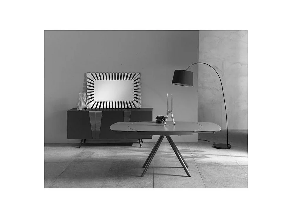 Kyoto Four Uitschuifbare tafel in grafietgrijs gehard glas tot 180 cm