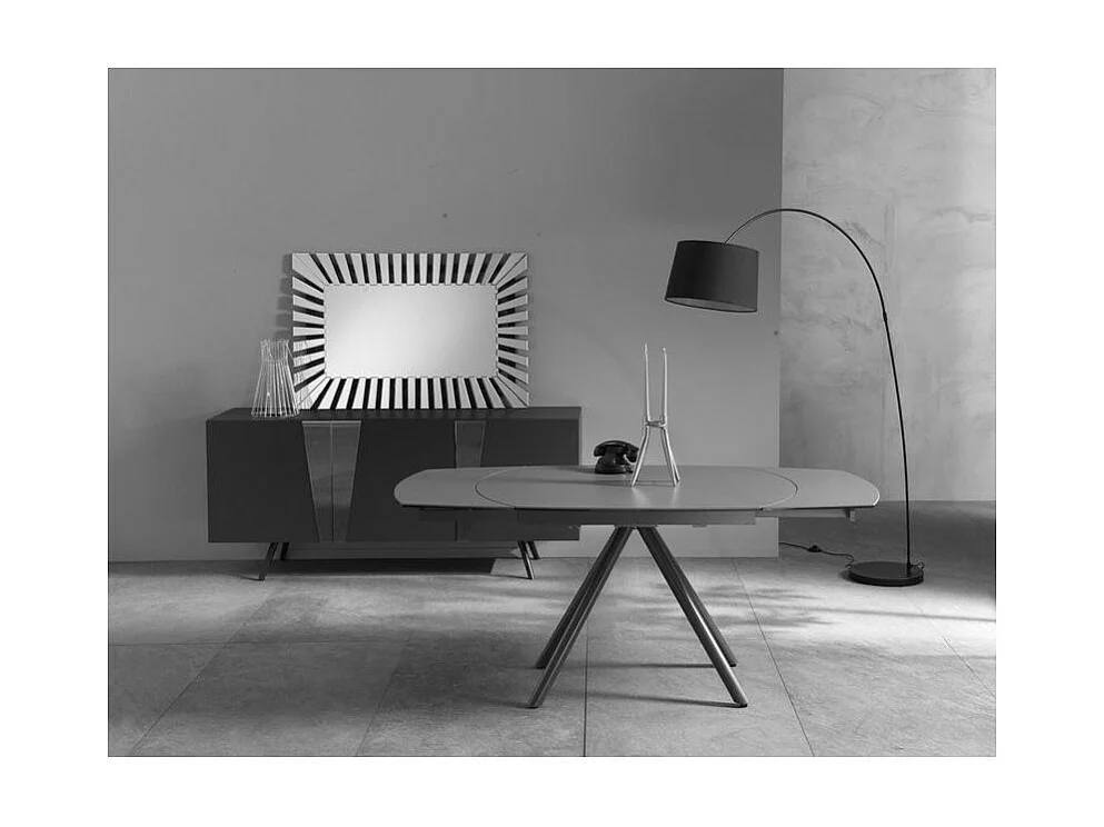 Table extensible Kyoto Four en verre trempé gris graphite jusqu'à 180 cm