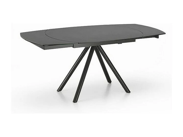 Kyoto Four ausziehbarer Tisch aus gehärtetem Glas in Graphitgrau, bis zu 180 cm