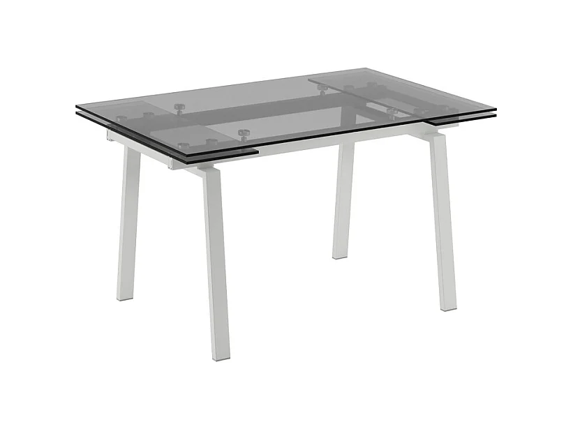 Tommy Table Extensible (140/200 x 80 cm) en Verre Trempé Blanc
