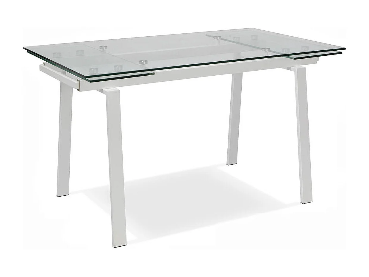 Tommy - Uitschuifbare tafel (140/200 x 80 cm) in wit gehard glas