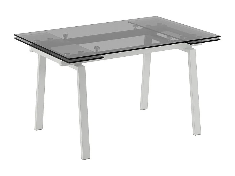 Tommy - Uitschuifbare tafel (140/200 x 80 cm) in wit gehard glas