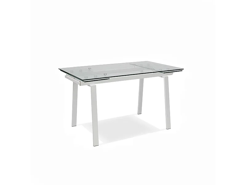 Tommy Table Extensible (140/200 x 80 cm) en Verre Trempé Blanc