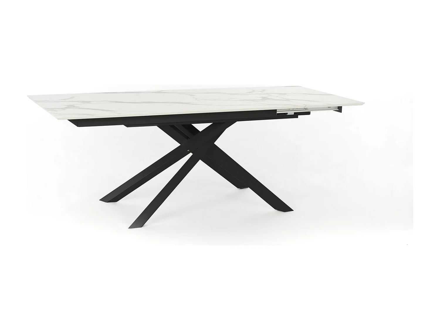 Xavier - Uitschuifbare tafel (170/270 x 90 cm) in HPL op Zwart MDF