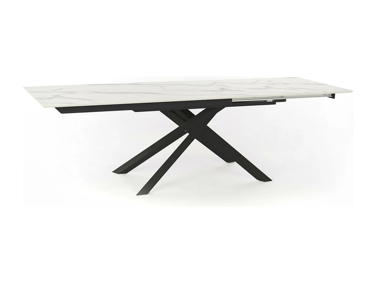 Xavier - Uitschuifbare tafel (170/270 x 90 cm) in HPL op Zwart MDF