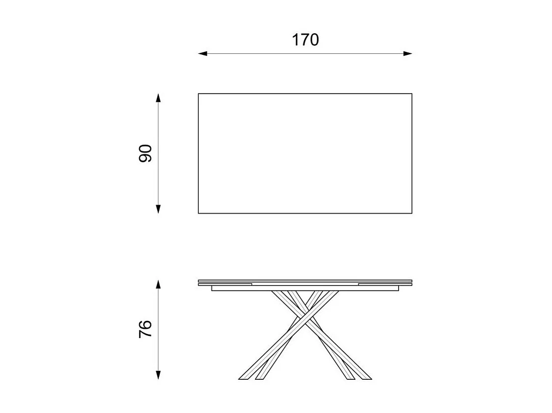 Xavier - Ausziehbarer Tisch (170/270 x 90 cm) aus HPL auf schwarzem MDF