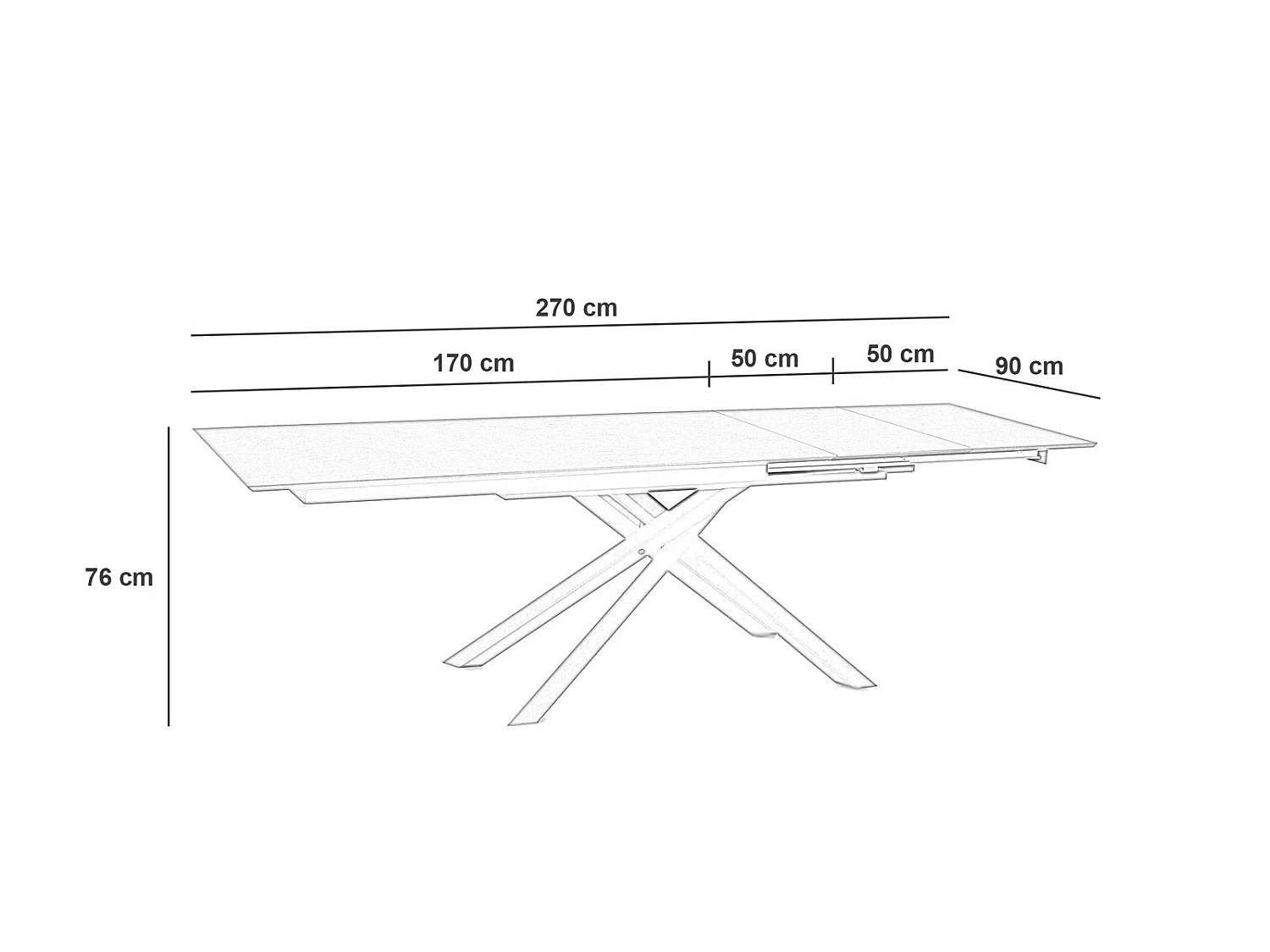 Xavier Table Extensible (170/270 x 90 cm) en HPL sur MDF Noir