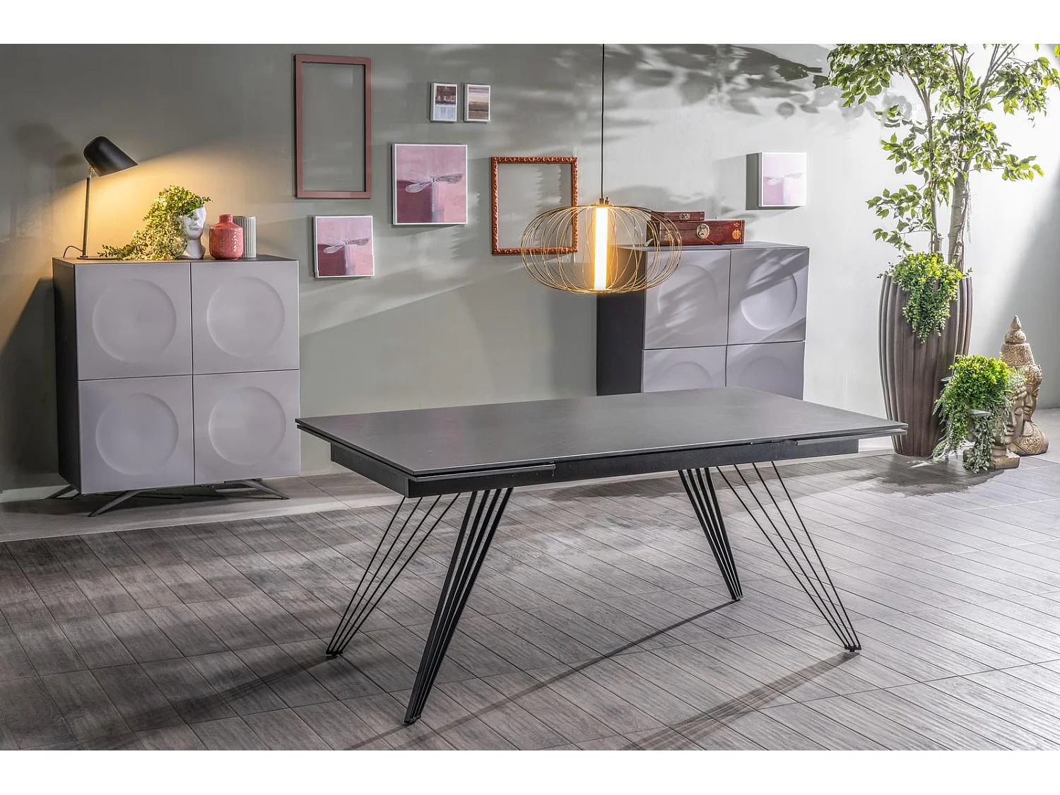 Mesa extensible Match 1 (160/240 x 90 cm) en cerámica negra