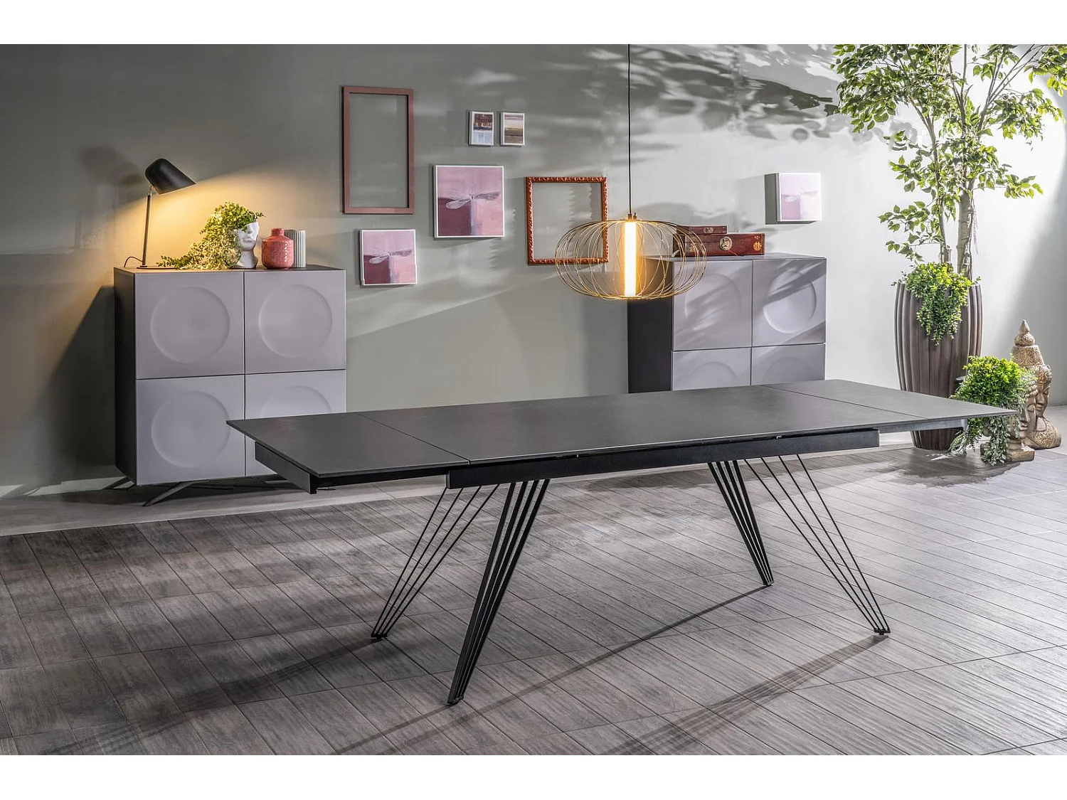 Mesa extensible Match 1 (160/240 x 90 cm) en cerámica negra